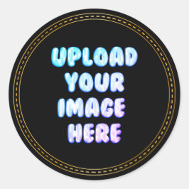 Black Classic Round Sticker with a Business Logo