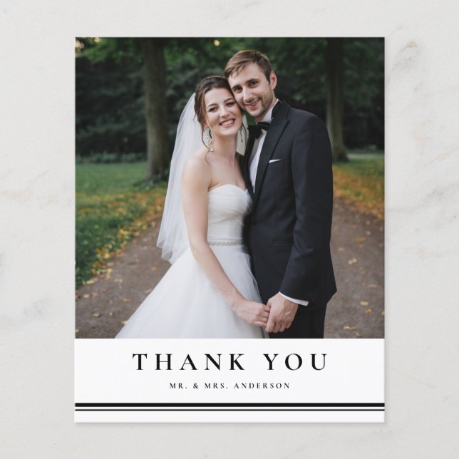 Black Classic Typografy Wedding Danke Card (Vorderseite)