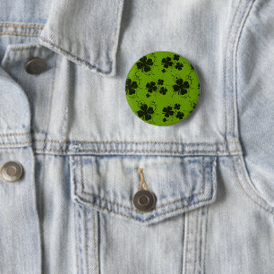 Black Clovers, Lucky Clovers, Saint Patrick's Day Button