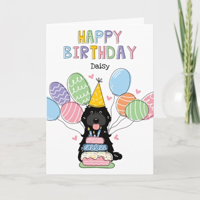 Black Cockapoo Cavapoo Dog Happy Birthday Karte (Vorderseite)