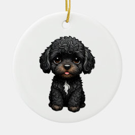 Black Cockapoo Keramik Ornament
