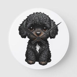 Black Cockapoo Runde Wanduhr
