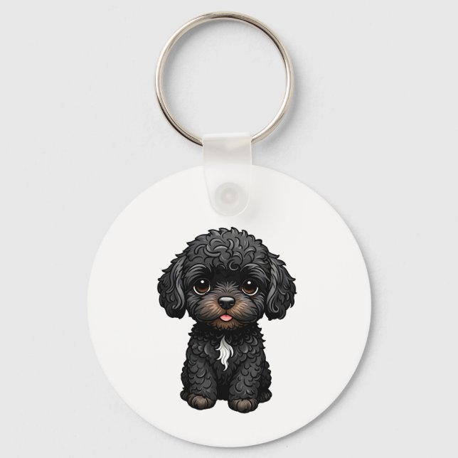 Black Cockapoo Schlüsselanhänger (Vorderseite)
