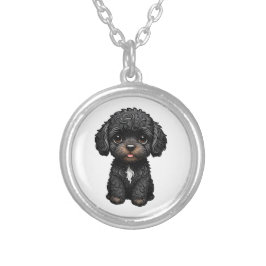 Black Cockapoo Versilberte Kette