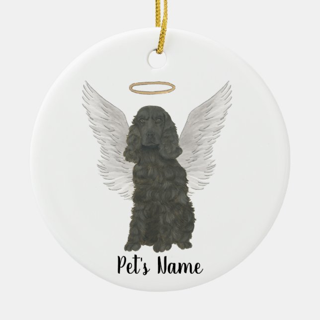 Black Cocker Spanel Dog Beileid Memorial Keramik Ornament (Vorne)
