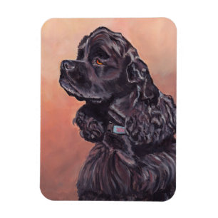Black Cocker Spaniel Dog Art Magnet flexible