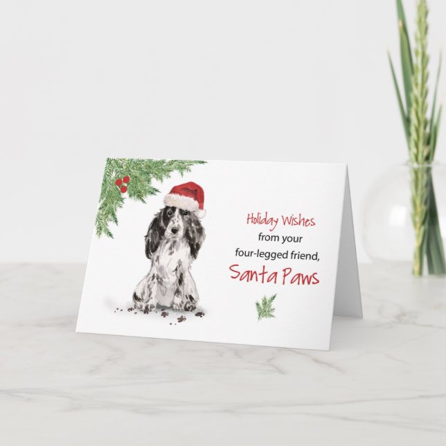 Black Cocker Spanische Weihnachten Von Hund in Fun Karte (Vorderseite)