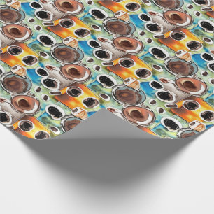Black Coffee Cups Abstraktes Aquarellmuster Geschenkpapier