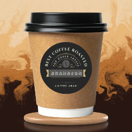 Black Coffee shop Personalized Branding  Runder Aufkleber
