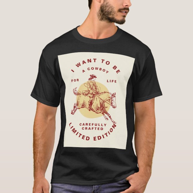 Black Color Custom Cowboy T - Shirt (Vorderseite)