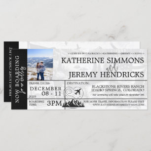 Black Colorado Mariage Boarding Pass Invitation