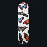 Black Colorful Butterflies Watercolor Pattern Skateboard<br><div class="desc">This modern, artsy, and cool pattern is perfect for the trendy and stylish woman. It features a hand-painted colorful neon (pink, blue, green, yellow, orange, teal) watercolor and black butterfly pattern on top of a simple white background. It's girly, elegant, bohemian, and pretty. ***IMPORTANT DESIGN NOTE: For any custom design...</div>