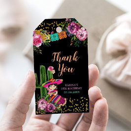 Black Colorful Fiesta Floral Geburtstag Vielen Dan Geschenkanhänger