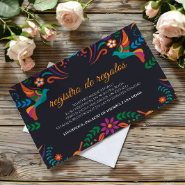 Black Colorful Floral Nuestra Boda Spanish Wedding Begleitkarte