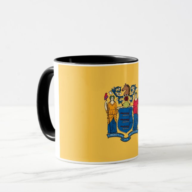 Black Combo Tasse mit der Flagge New Jersey, USA (Vorderseite Links)