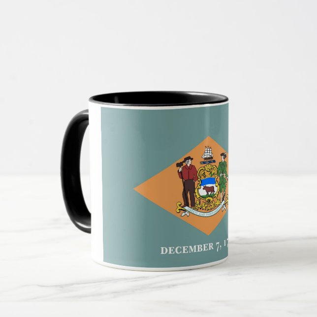 Black Combo Tasse mit der Flagge von Delaware, USA (Vorderseite Links)