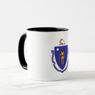 Black Combo Tasse mit der Flagge von Massachusetts