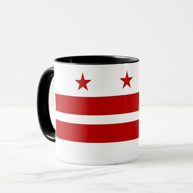 Black Combo Tasse mit Flagge von Washington DC, US (Vorderseite Links)