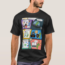 Black Comic Greenie AI Protector Man T - Shirt