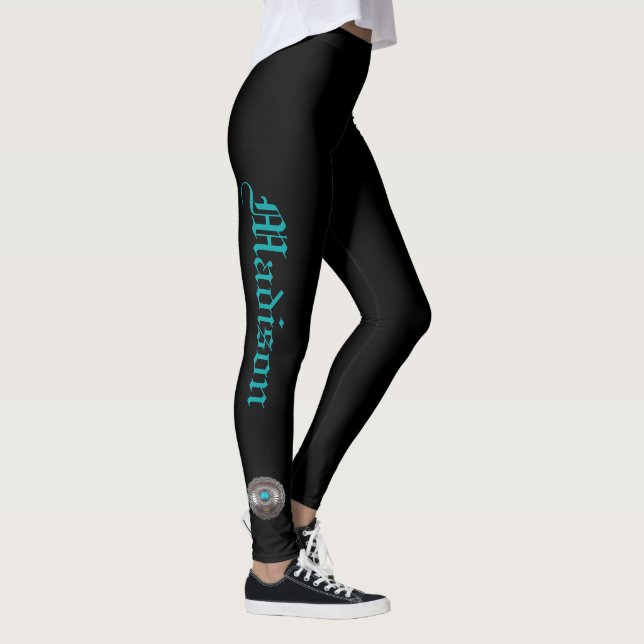 Black Concho Turquoise Silver YOUR NAME Leggings (Rechts)
