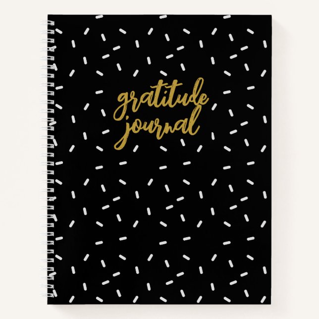Black Confetti Dankesblatt Notizbuch (Vorderseite)