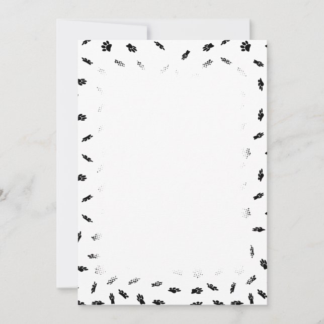 Black Confetti Dog Paw Print Pattern Ankündigung (Vorderseite)