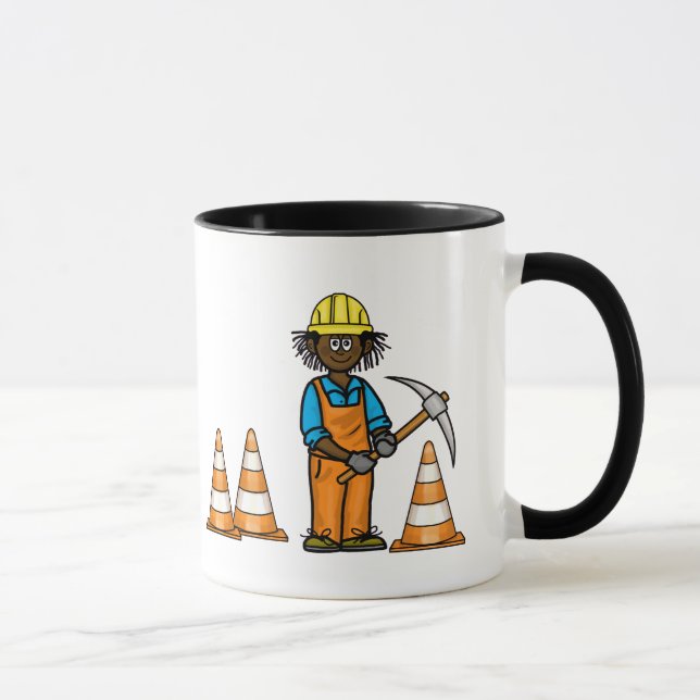 Black Construction Worker Name Tasse (Rechts)
