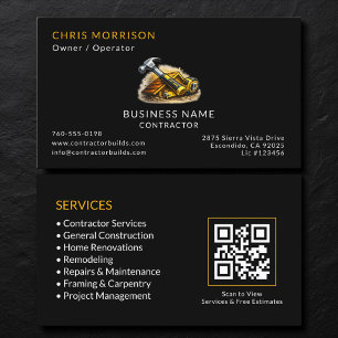 Black Contractor Services QR-Code Visitenkarte