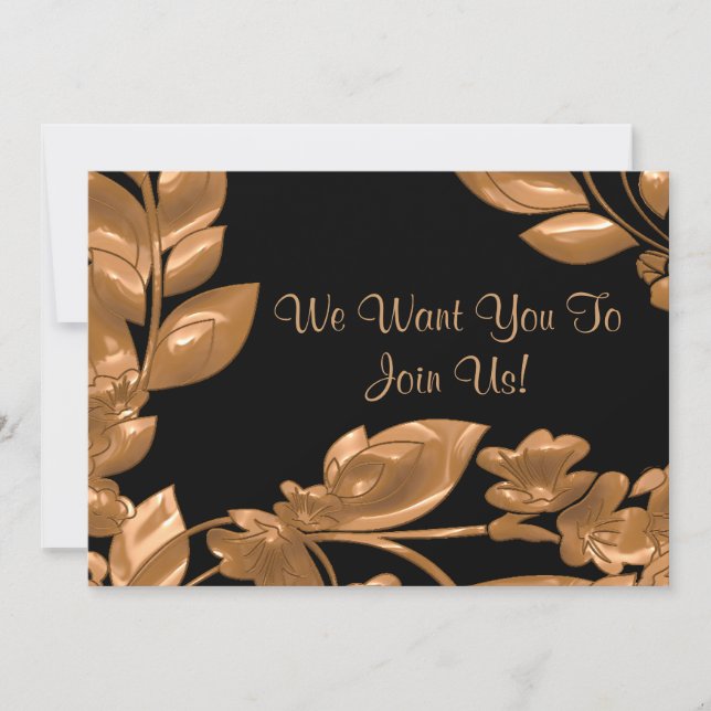 Black & Copper Garden Einladung (Vorderseite)
