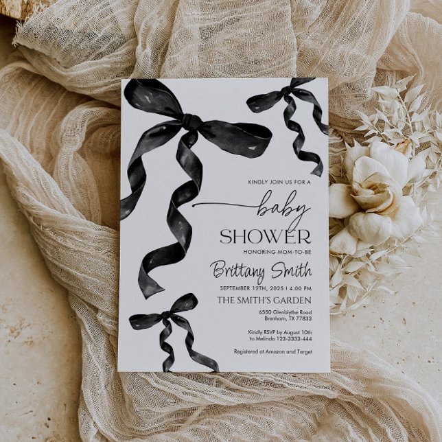 Black Coquette Bow Baby Dusche Einladung (Von Creator hochgeladen)