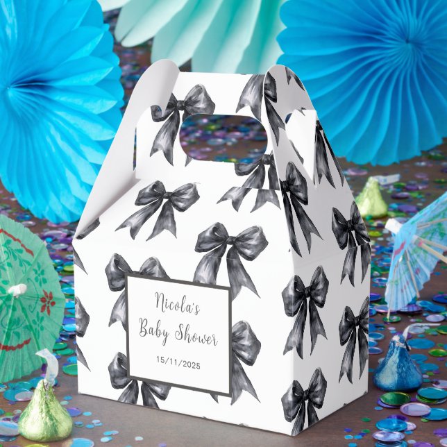 Black Coquette Bow Baby Dusche Geschenkschachtel (Party)