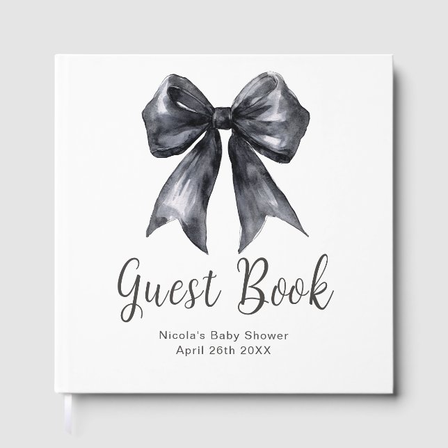 Black Coquette Bow Baby Shower Guest Book Gästebuch (Vorderseite)