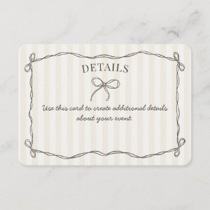 Black Coquette Bow Beige Détails Invitation Insére