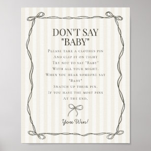 Black Coquette Bow Beige Dont Say Baby Showspiel Poster