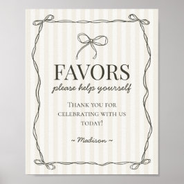 Black Coquette Bow Beige Favoriten Zeichen Poster