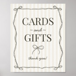Black Coquette Bow Beige Karten und Geschenkzeiche Poster