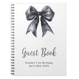 Black Coquette Bow Birthday Party Guest Book Notizblock