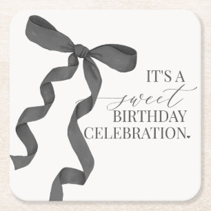 Black Coquette Bow Birthday Party Paper Untersetze Rechteckiger Pappuntersetzer