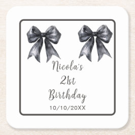 Black Coquette Bow Birthday Party Rechteckiger Pappuntersetzer