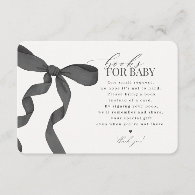 Black Coquette Bow Books for Baby Einladungen (Vorderseite)