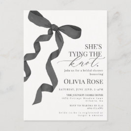 Black Coquette Bow Brautparty Einladung Postkarte