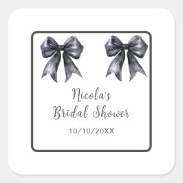 Black Coquette Bow Brautparty Quadratischer Aufkleber