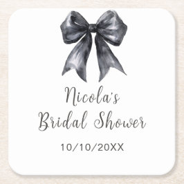 Black Coquette Bow Brautparty Rechteckiger Pappuntersetzer