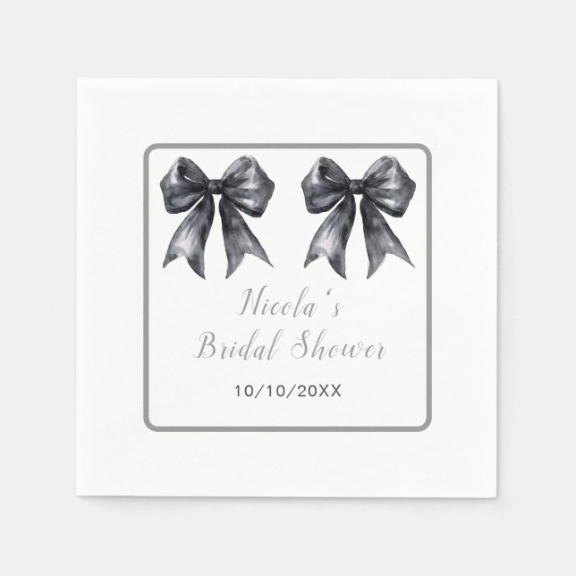 Black Coquette Bow Brautparty Serviette (Vorderseite)