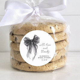 Black Coquette Bow Brautparty Vielen Dank Runder Aufkleber