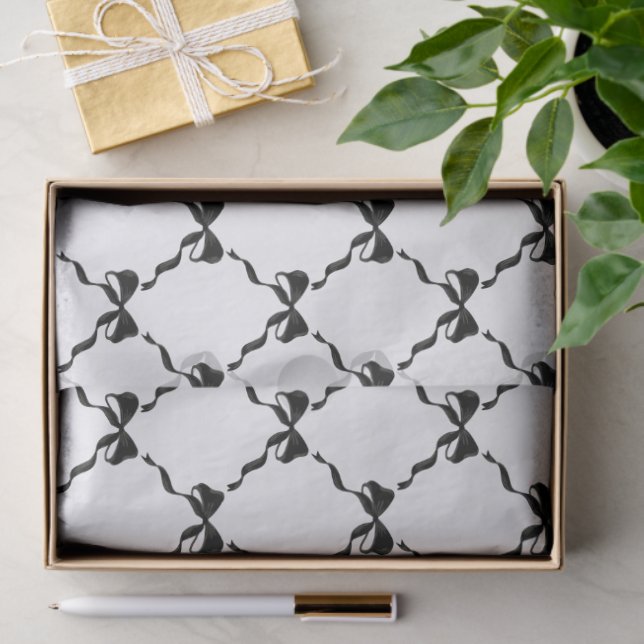 Black Coquette Bow Diamond Muster Seidenpapier (Geschenk)