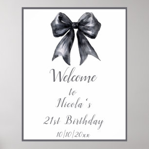 Black Coquette Bow Geburtstagsparty Poster