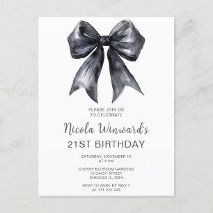 Black Coquette Bow Geburtstagsparty Postkarte