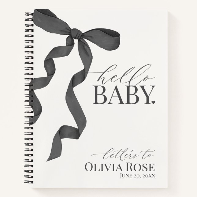 Black Coquette Bow Geschenk Girl Duschbriefe Notizbuch (Vorderseite)