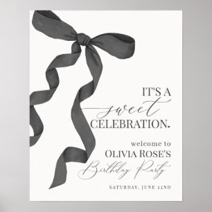 Black Coquette Bow Girl Anniversaire Affiche de bi